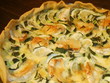 Tarte de courgettes, fromage de chèvre, sariette